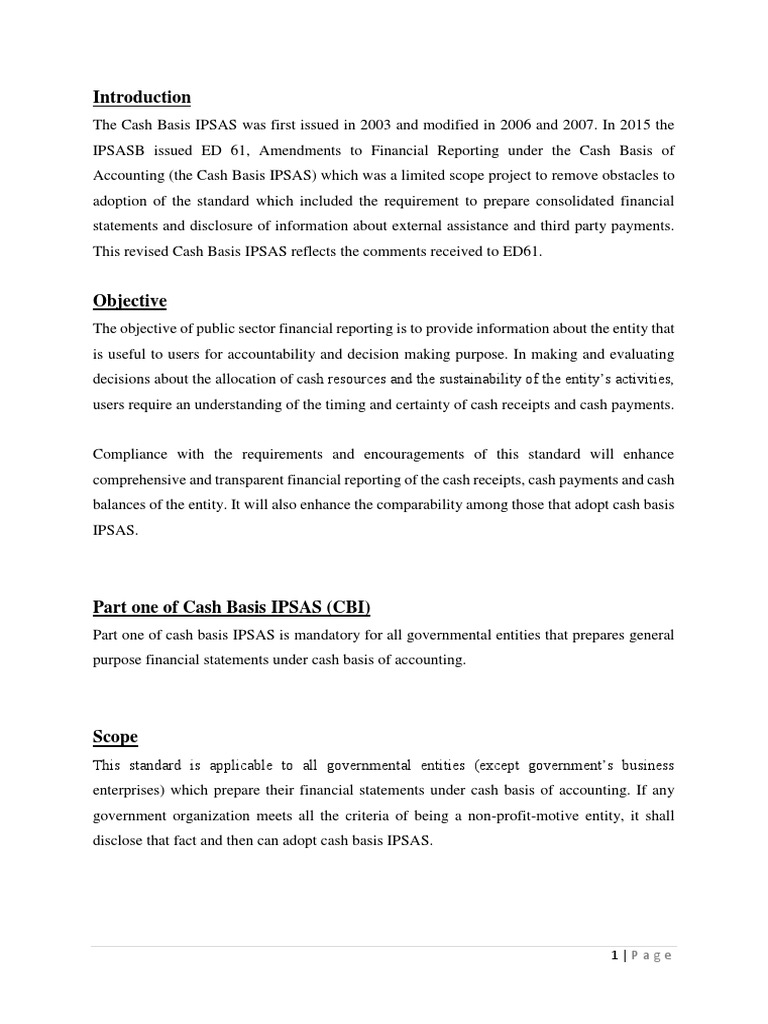 Ipsas Cash Basis Financial Statements – JKJQJH