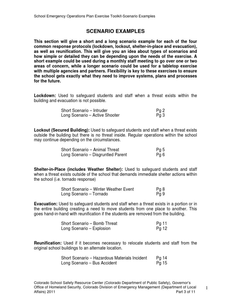 CO Tabletop Scenarios PDF Emergency Management Emergency