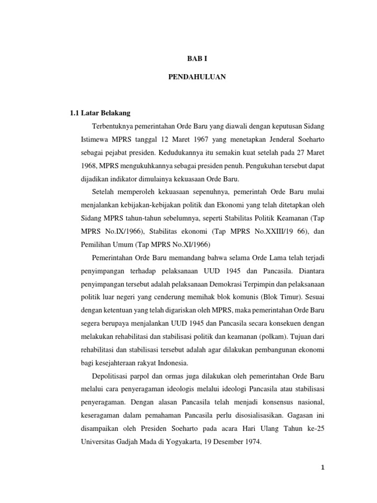 Makalah Stabilitas Politik Dan Rehabilitasi Ekonomi