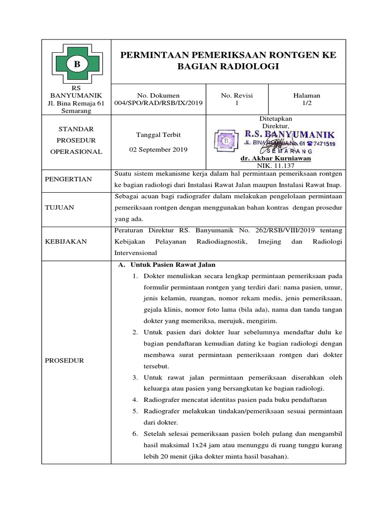 004 - Permintaan Pemeriksaan Rontgen Ke Bagian Radiologi | PDF
