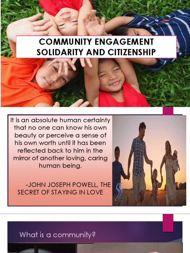 1 Community Engagement Solidarity and Citizenship PDF Community Human