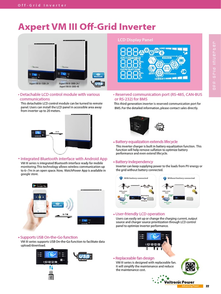 Axpert VM III - DS PDF | PDF | Battery Charger | Power Inverter