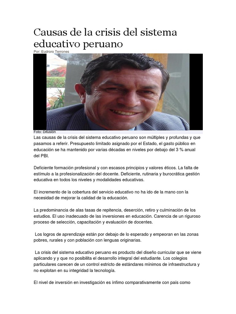 Causas de la crisis educativa en Perú | PDF | Perú | Desigualdad social
