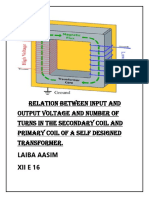 Relation Between Input and Output Voltage and Number of Turns in The Secondary Coil and Primary Coil of A Self Designed Transformer