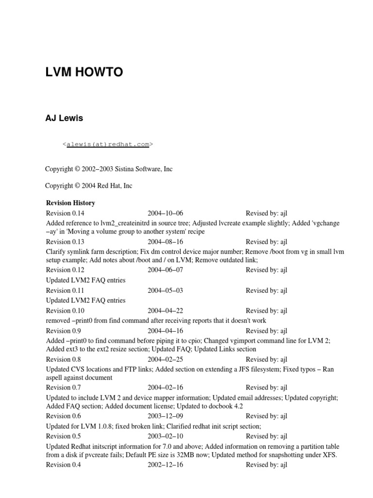 LVM Howto | PDF | File System | Operating System Technology