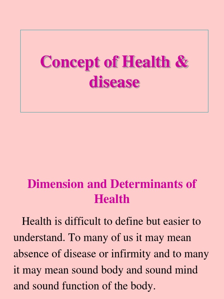Concept of Health & Disease PDF Infection Human