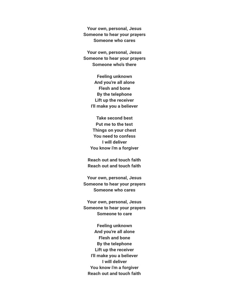 Personal Jesus Lyrics PDF PDF