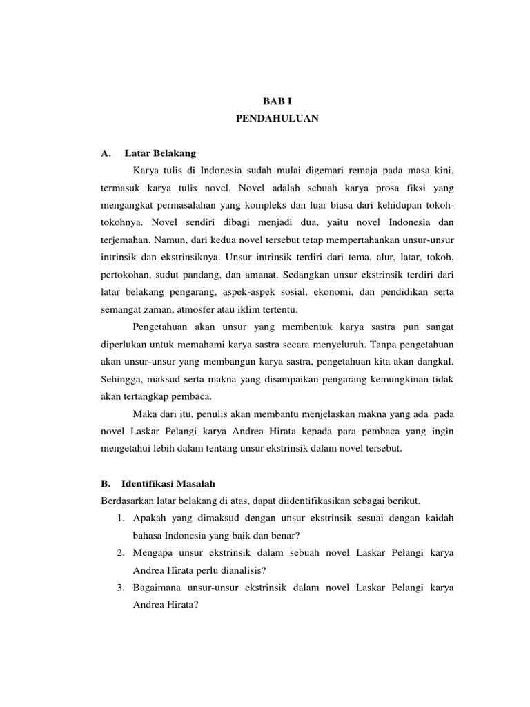 Karya Tulis Ilmiah Analisis Novel Laskar Pelangi