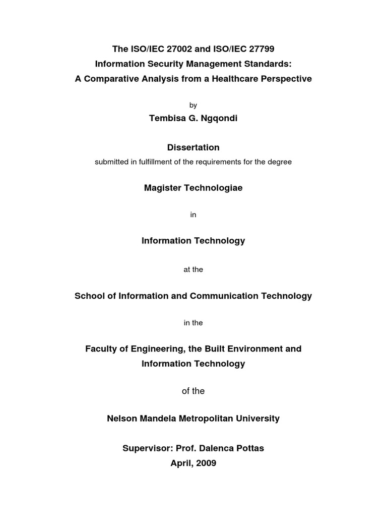 The ISO - IEC 27002 and ISO - IEC 27799 Information Security PDF | PDF ...