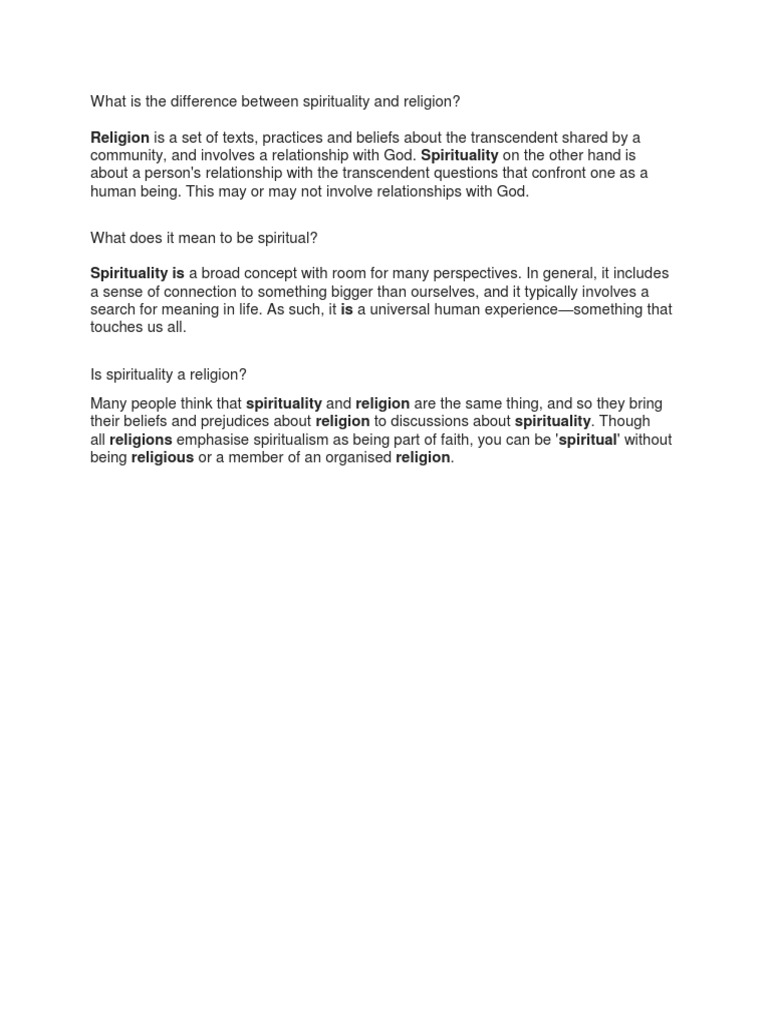 Distinguishing Spirituality from Religion | PDF | Spirituality ...