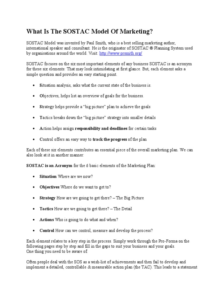 SOSTAC Model of Marketing | PDF | Marketing | Marketing Communications