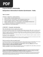 Proposed Business Relationship Independence Information Evaluation Questionnaire - Entity