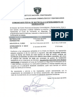 Comunicado Fecha Matricula Internamiento Ingresantes