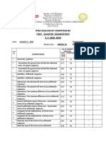 Item Analysis by Competencies First Quarter Examination S. Y. 2018-2019