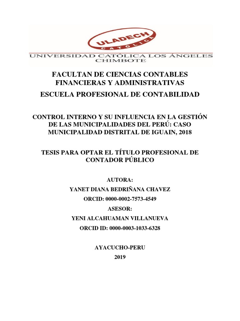 Bedriñana Chavez Yanet Diana X B Control Interno (Modificado) | PDF ...