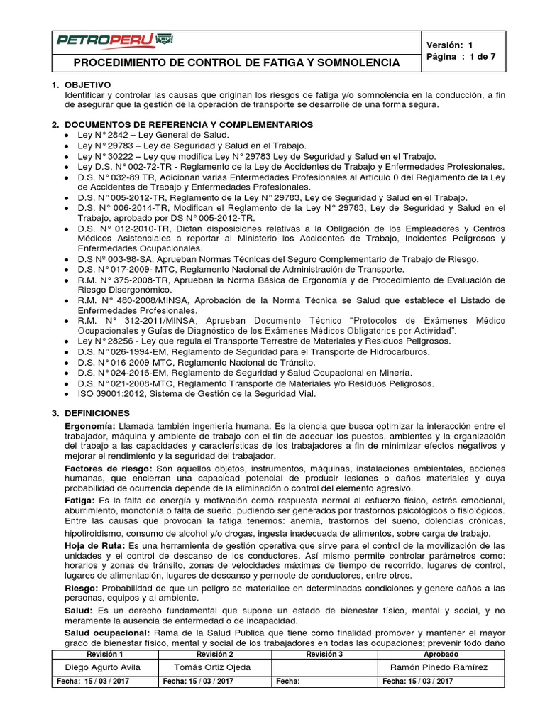 Fatigao Control de Fatiga y Somnolencia (Petroperú) | PDF | Seguridad y ...