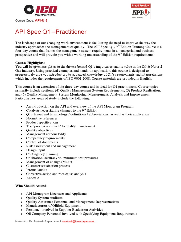 API Q1 Training for Oil & Gas Pros | PDF