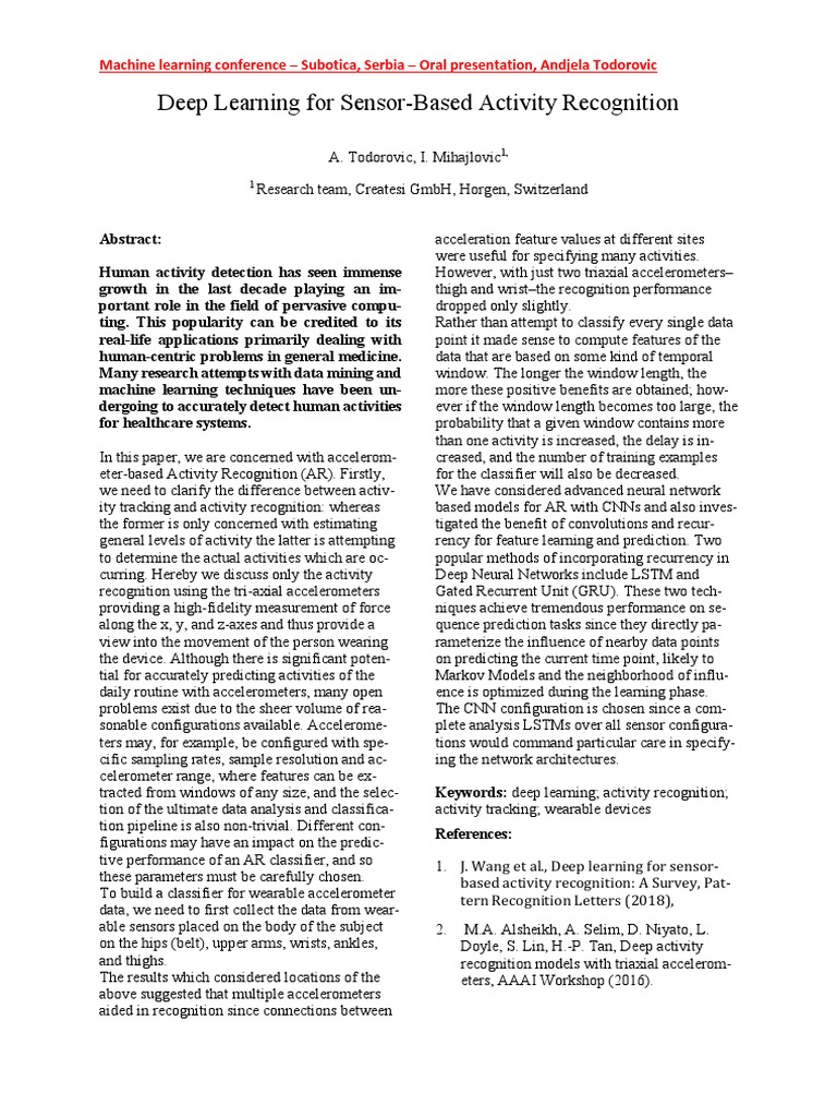 Deep Learning in Activity Recognition | PDF | Deep Learning | Machine ...