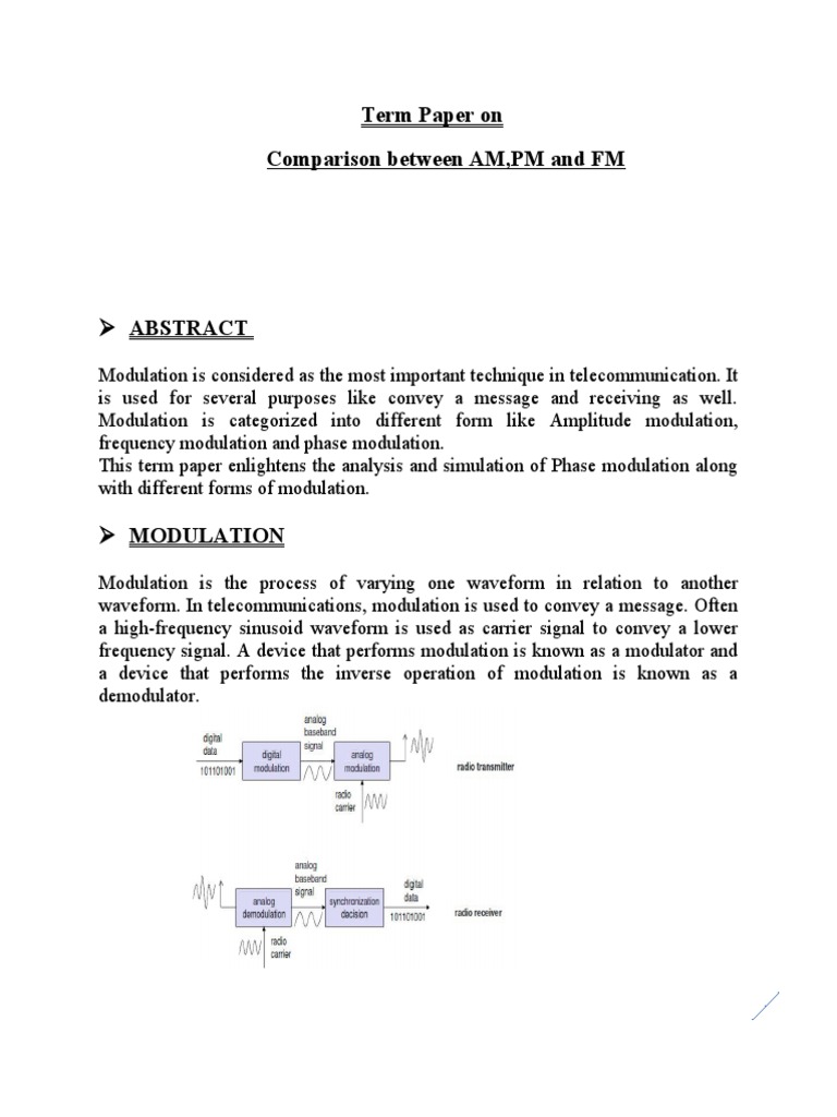 Comparison of AM, FM, and PM Modulation | PDF | Frequency Modulation ...