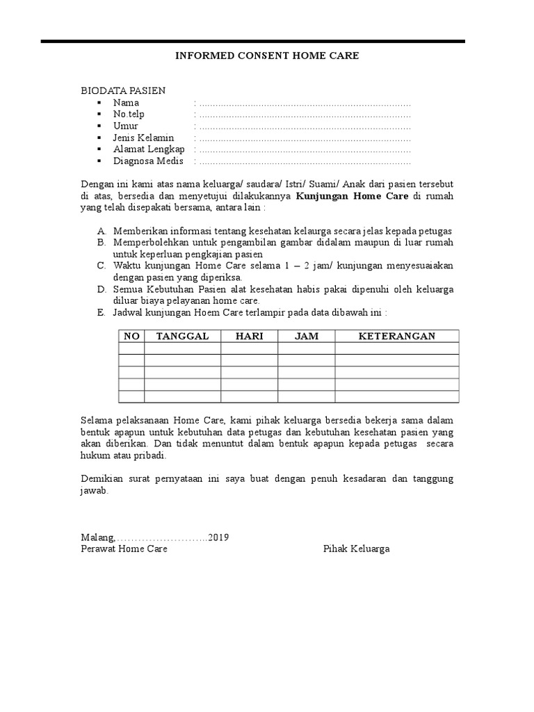 Informed Consent Home Care | PDF