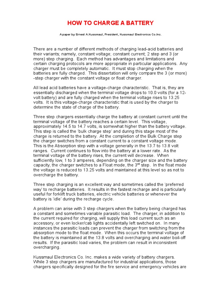 Comparing Constant Voltage and Three-Step Charging Methods for Lead ...