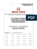 Class Test 2019-2020: Mechanical Engineering