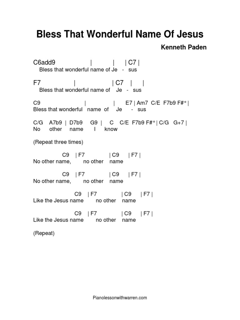 Bless That Wonderful Name Cheat Pdf Pdf