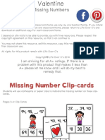 Valentine Missing Number Clip Cards