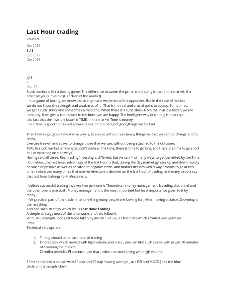 Last Hour Trading PDF Stocks Moving Average