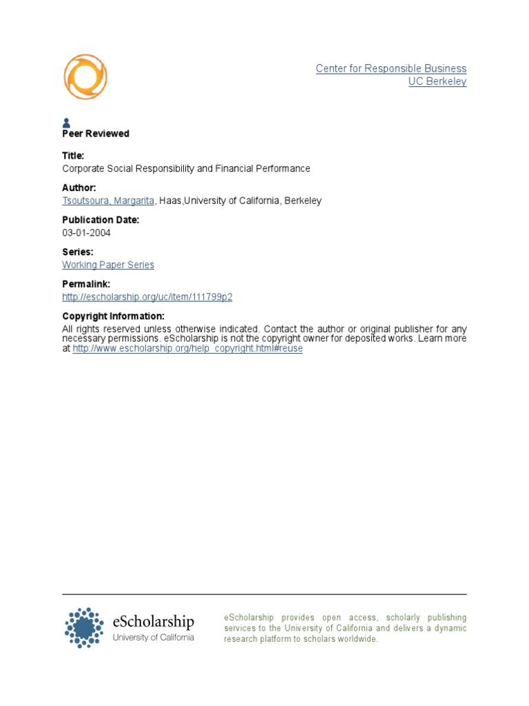Corporate Social Responsibility and Financial Performance | PDF ...