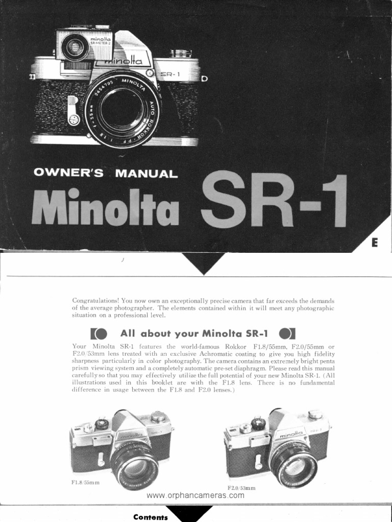 Minolta SR 1 | PDF | Aperture | Shutter (Photography)