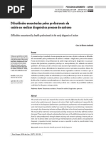 Dificuldades encontradas pelos profissionais ao realizar diagnostico precoce no autismo