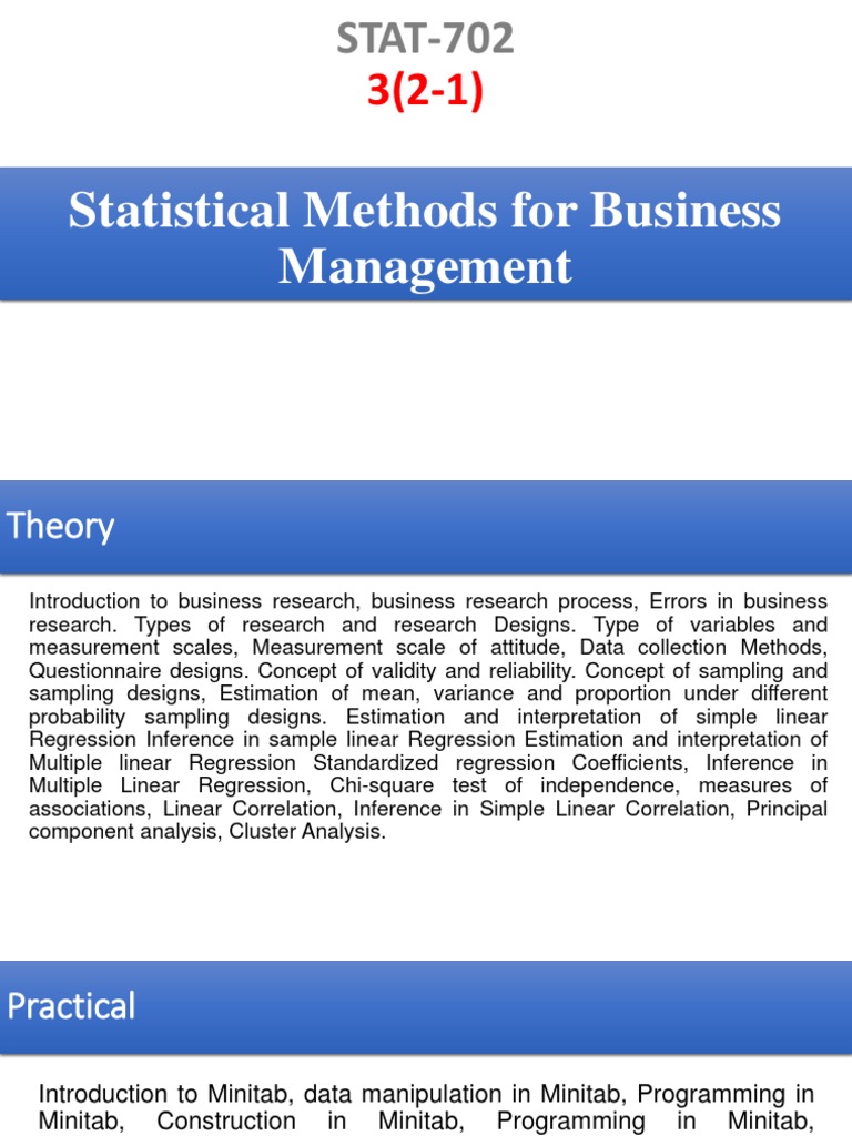 Statistical Methods for Business Management | PDF | Level Of ...