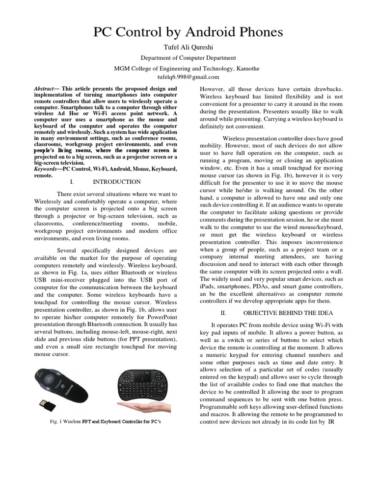 Android Phone PC Remote Control | PDF | Computer Keyboard | Remote Control