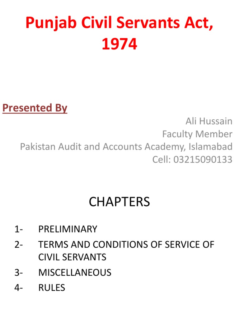 Punjab Civil Servants Act, 1974 PDF Civil Service Pension