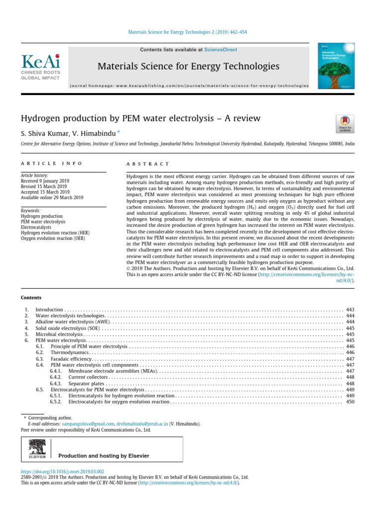 PEM Water Electrolysis Review | PDF | Electrochemistry | Hydrogen