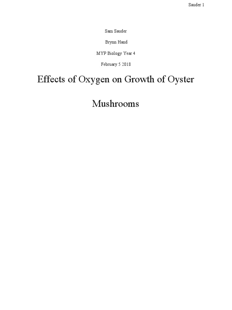 The Effects of Oxygen Determining How Different Oxygen Levels Affect
