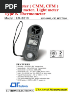 Anemometer (CMM, CFM) Humidity Meter, Light Meter Type K Thermometer