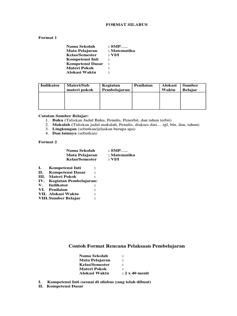 Contoh Format Silabus dan RPP | PDF | Karier & Perkembangan | Seni