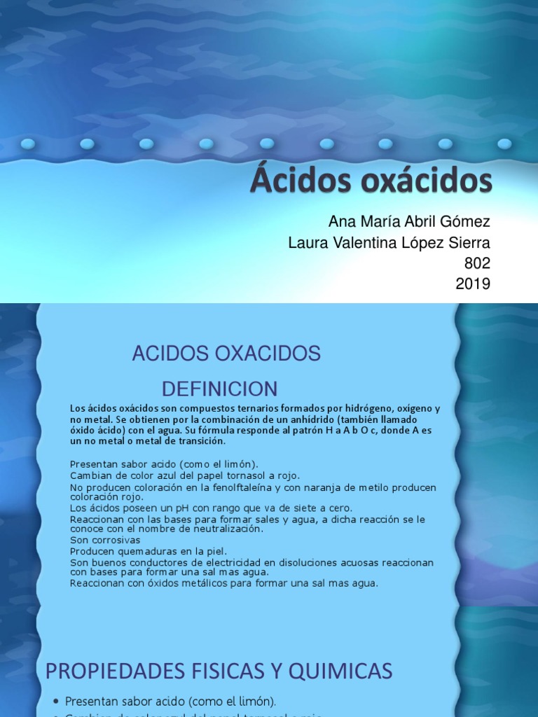 Ácidos oxácidos.pptx | Ácido | Ph