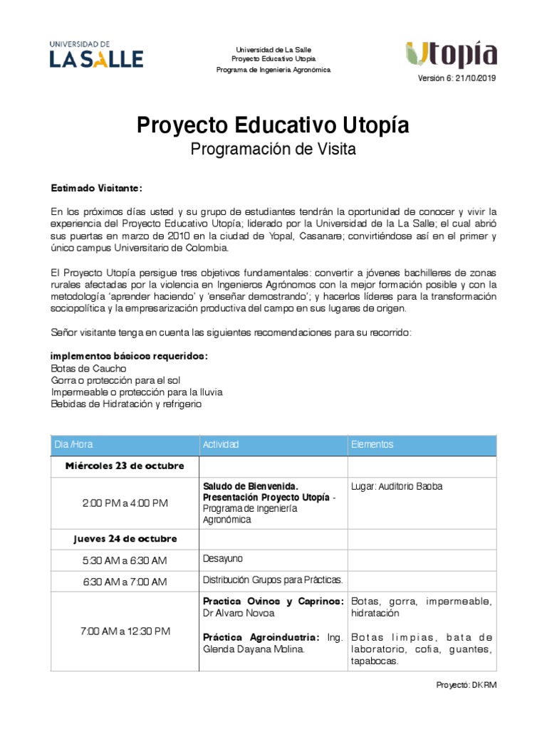 Visita al Proyecto Utopía en La Salle | PDF | Industria de alimentos ...