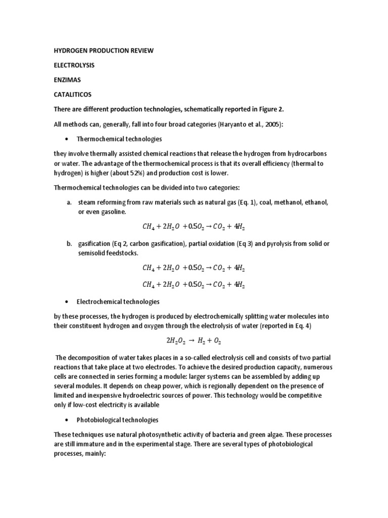 Hydrogen Production Methods Overview | PDF | Hydrogen | Chemical Industry