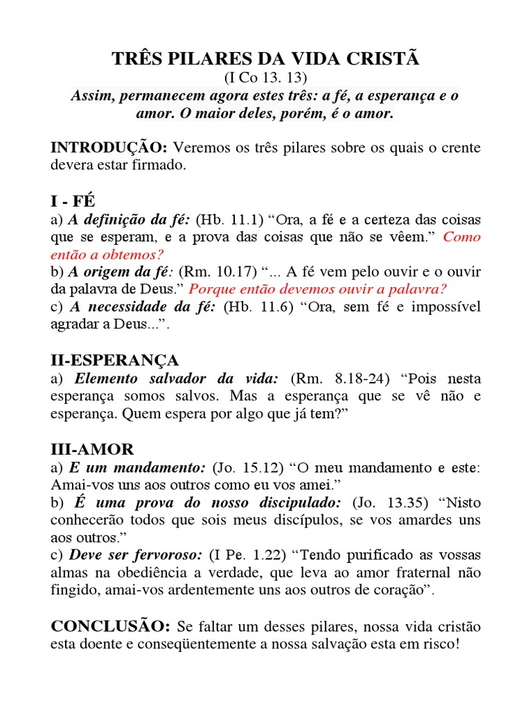 Três Pilares Da Vida Cristã | PDF
