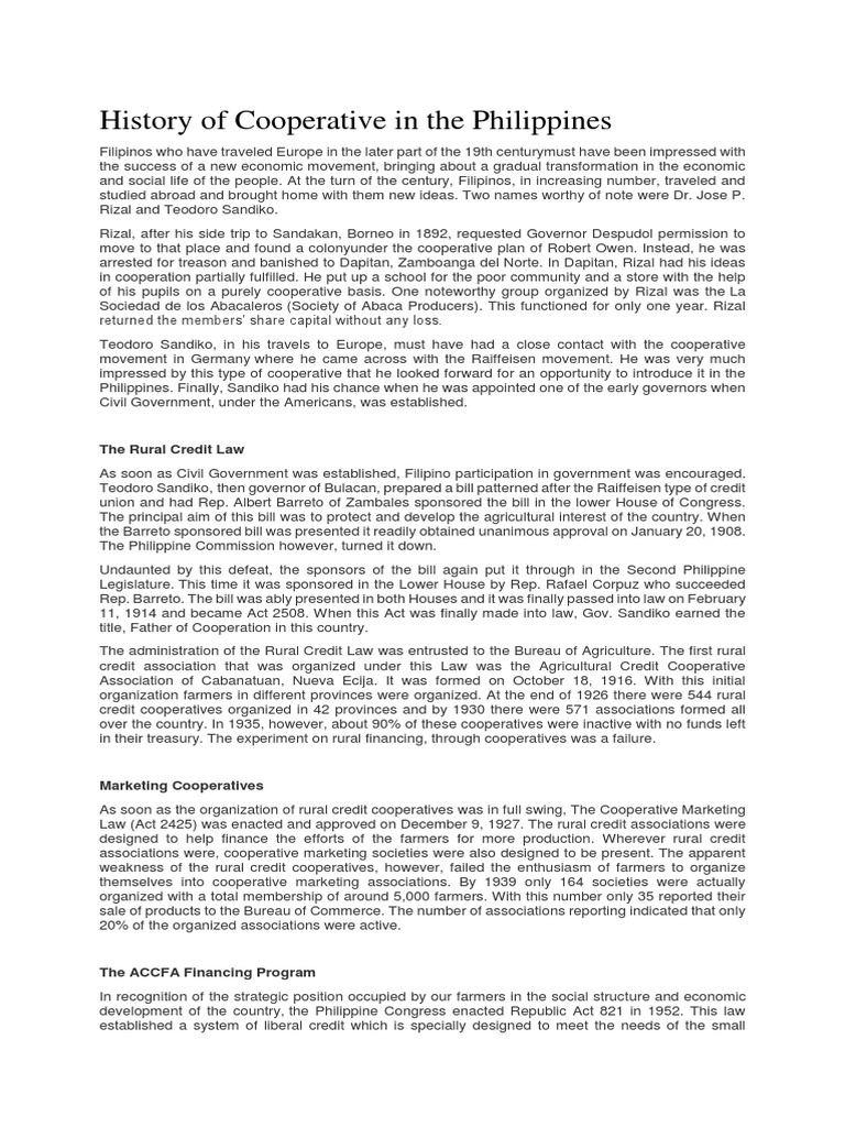 History of Cooperatives in the Philippines | PDF | Cooperative | Board ...