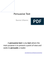 Persuasive Text: Rannie Villamin