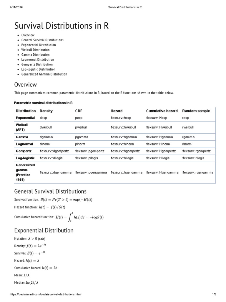 Survival Distributions in R Overview | PDF | Measure Theory ...