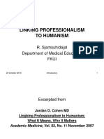 Linking Professionalism To Humanism: R. Sjamsuhidajat Department of Medical Education Fkui