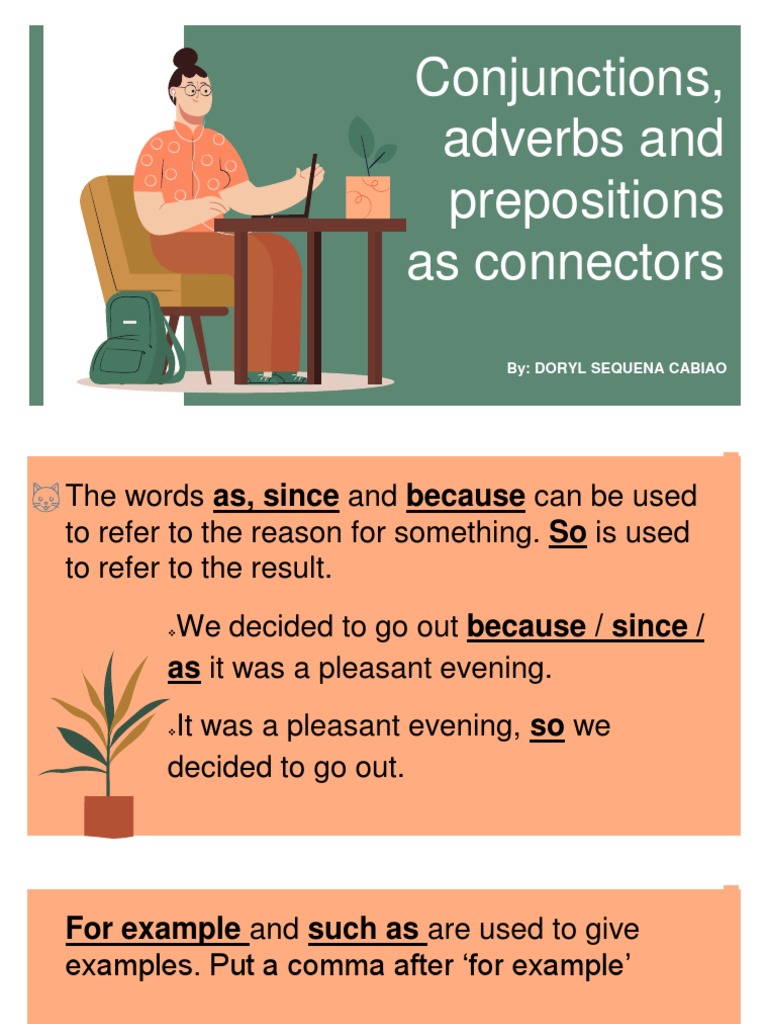 Conjunctions Prep Adv As Connectors PDF Adverb Preposition And