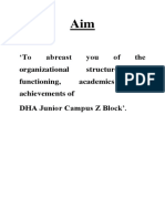 To Abreast You of The Organizational Structure, Its Functioning, Academics and Achievements of DHA Junior Campus Z Block'