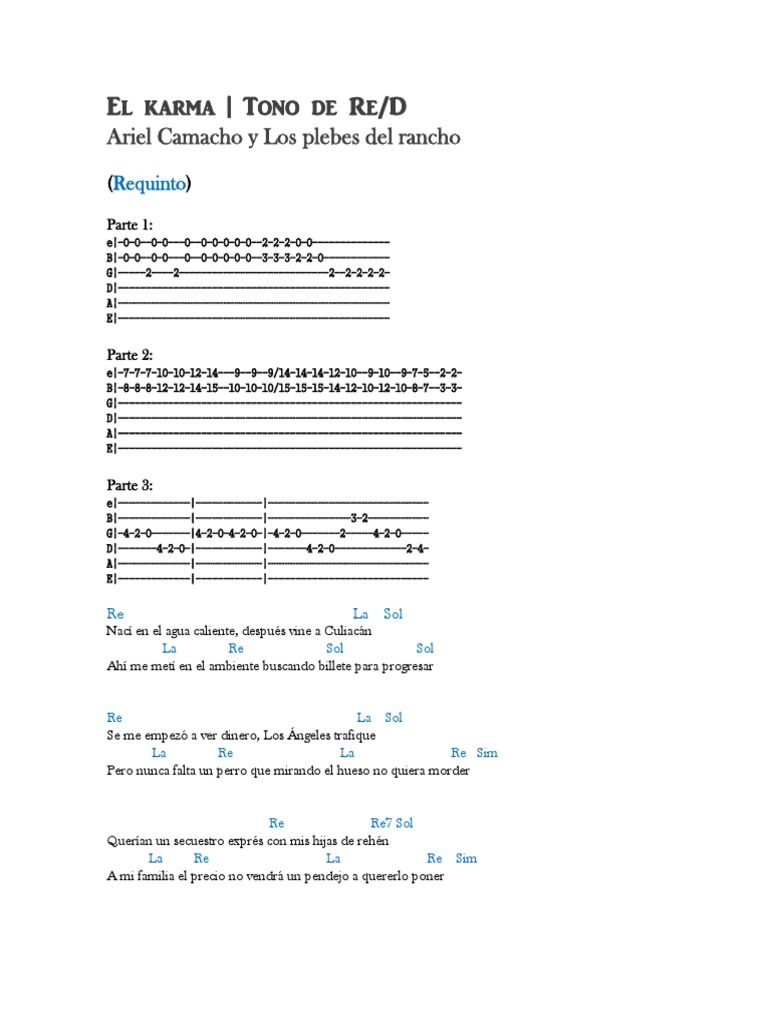 El Karma (Requinto y Acordes) PDF